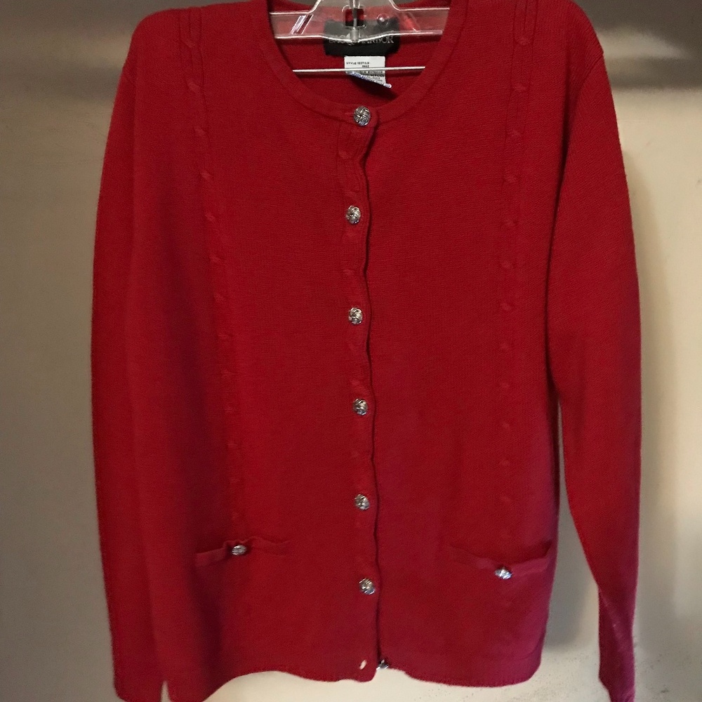 Sag Harbor red cardigan sweater